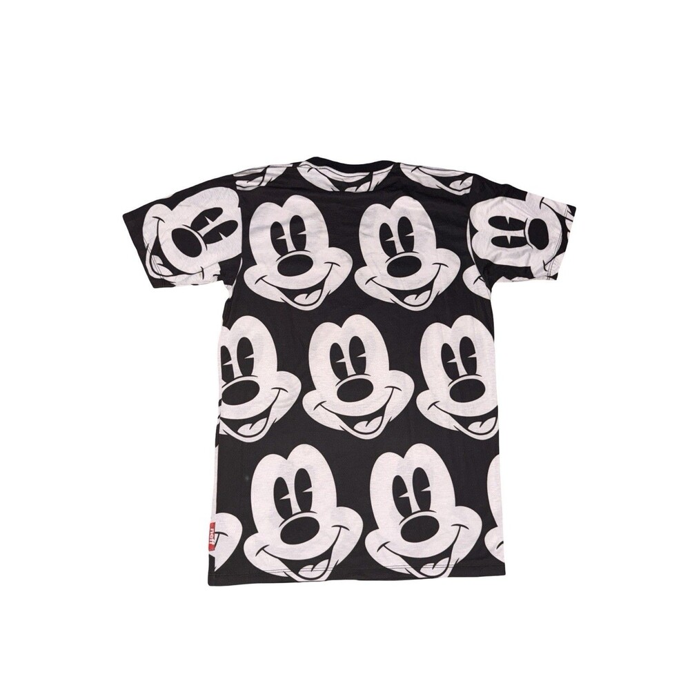 Disney Mickey Mouse All Over Print T-Shirt Kids Black White Size Medium New
